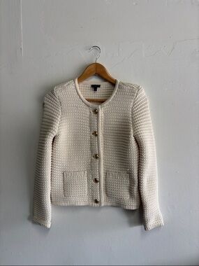 Talbots Cream Knit Button-Front Cardigan Jacket